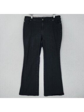 Chicos Jeans Womens 2 Short Black 12S So Slimming Mid Rise Bootcut Casual Denim